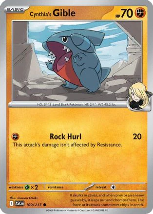 Cynthia's Gible 109 - Reverse Holofoil ME Ascended Heroes - Common