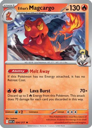 Ethan's Magcargo 024/217  - Reverse Holofoil ME Ascended Heroes - Rare