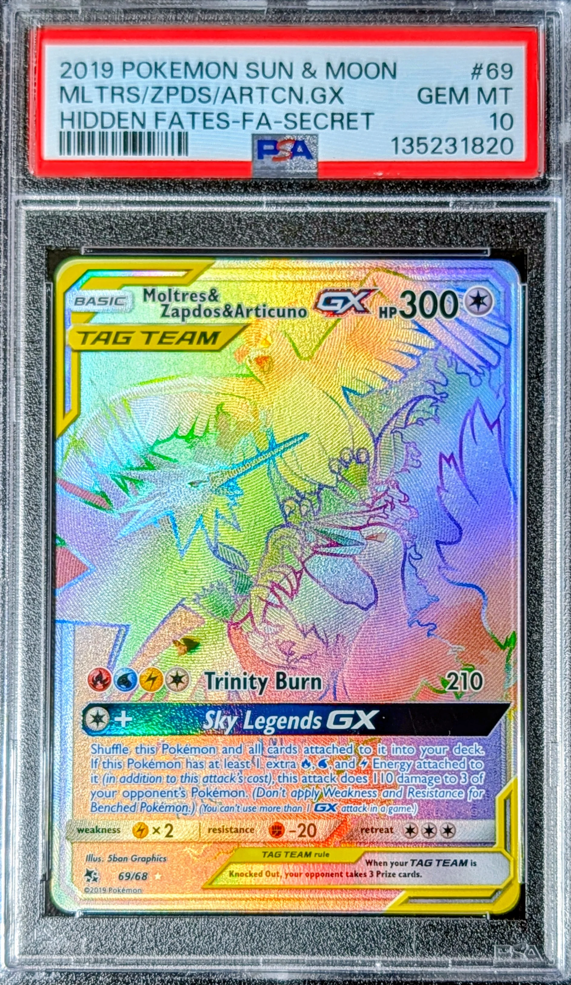 PSA 10 Moltres & Zapdos & Articuno GX 69/68