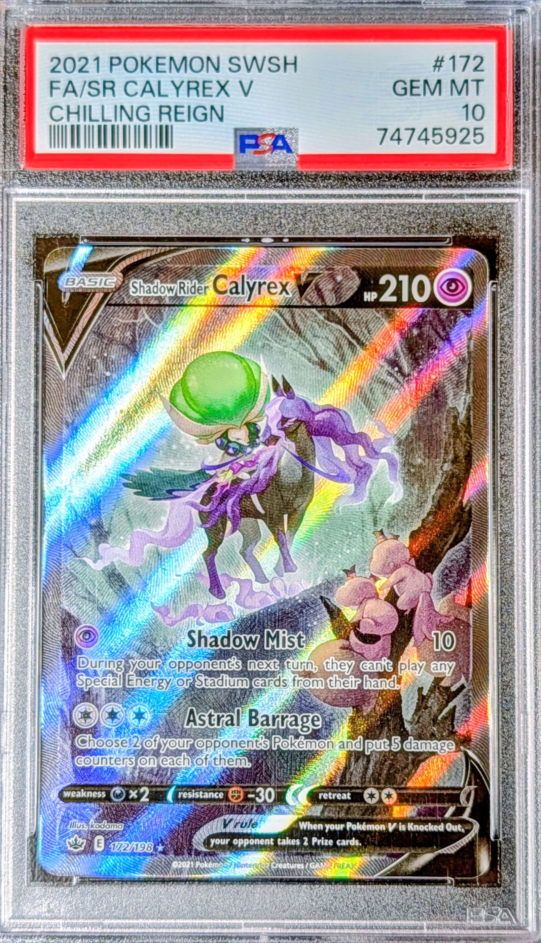 PSA 10 Shadow Rider Calyrex V 172/198
