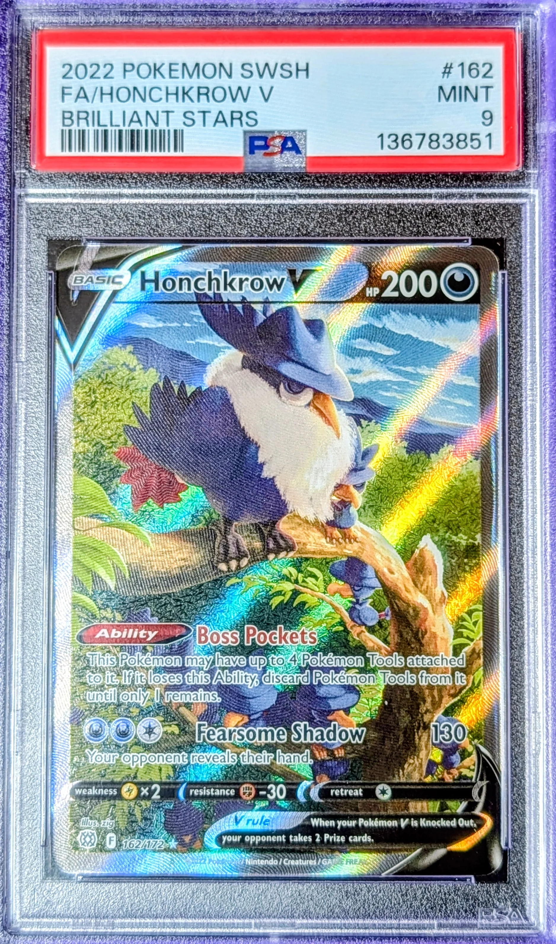PSA 9 Honchkrow V 162/172